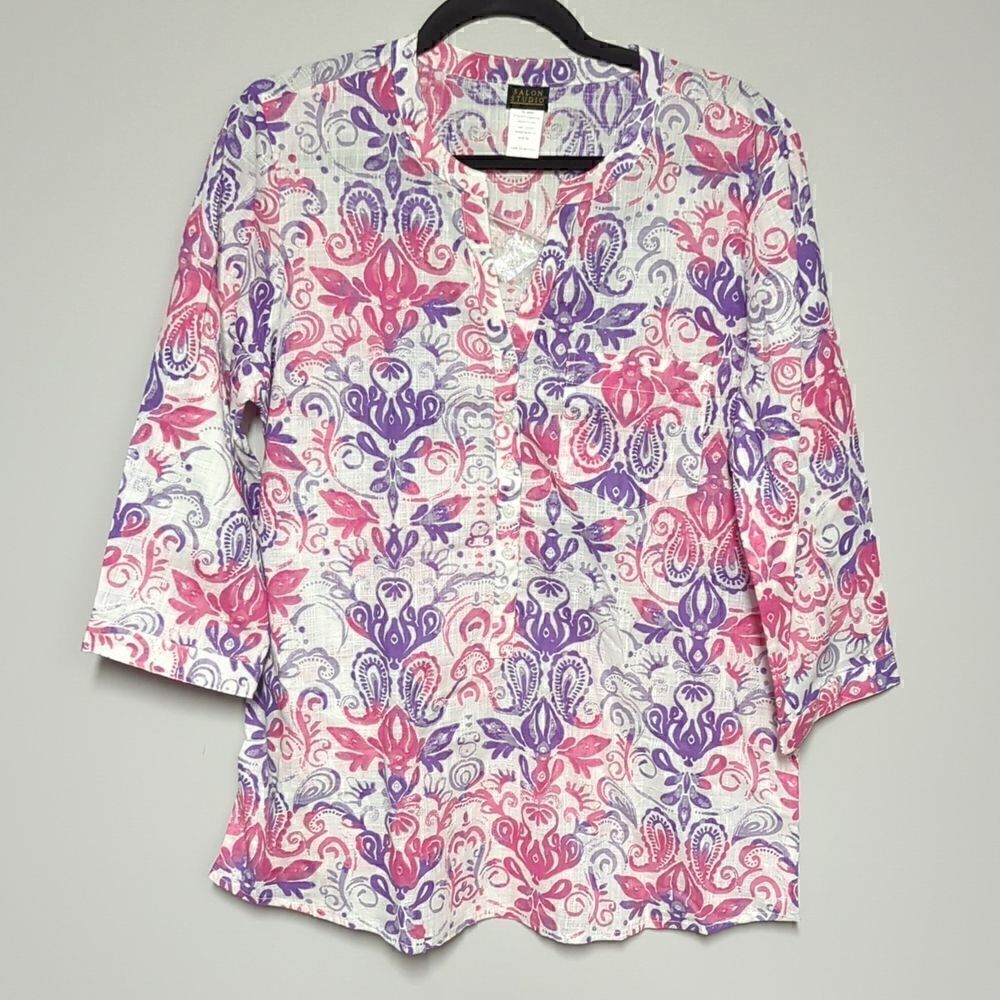 NWT Salon Studio Pink and Purple Blouse